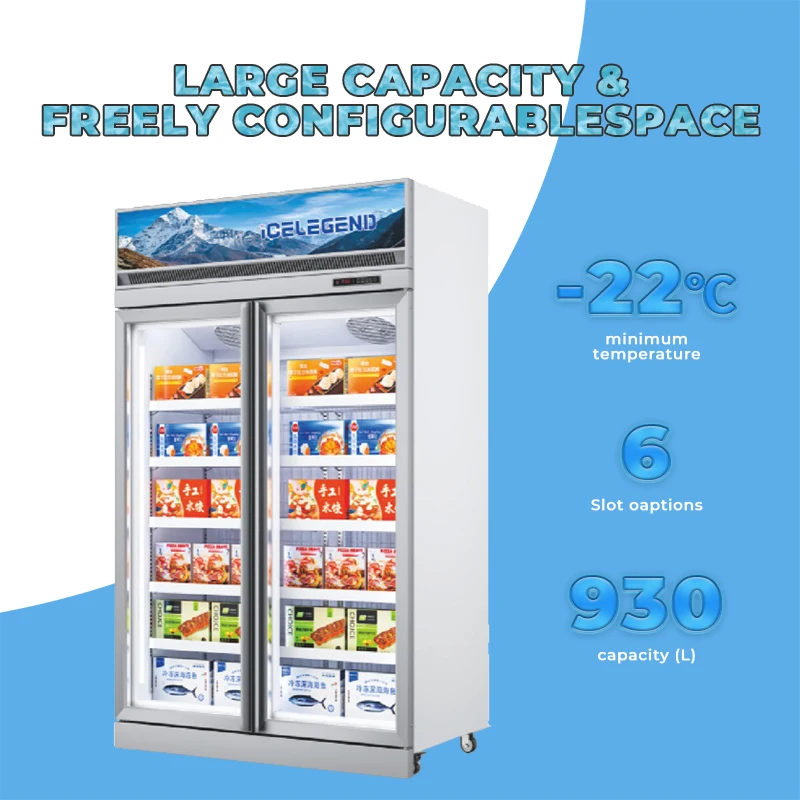 LW1250D 880L Full Screen Double Door Household Refrigerator Network Red Barbecue Display Vertical Low Temperature Electric