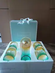 1.1L Glass Pitcher with 4 Cups Gradient Color Jug Borosilicate Glass Water Bottle Hot and Cool Kettle Set