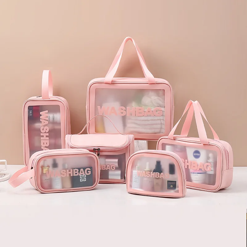 Wholesale Custom LogoTransparent Clear Makeup Bag Cosmetic PVC Pouch with Zipper Skincare Toiletry Travel Bag