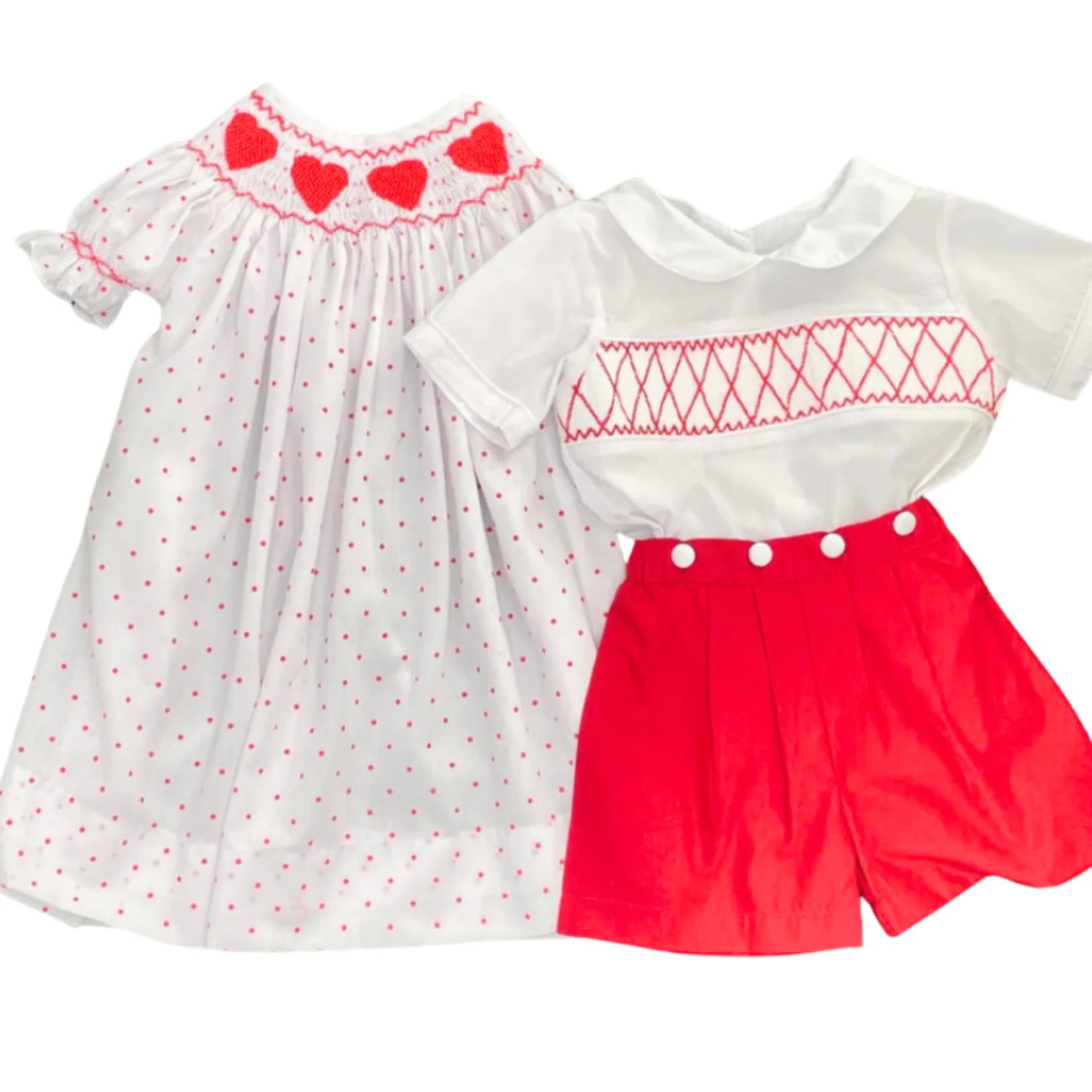 Hight Quality Low MOQ  Valentine 2024 Girl Smocked Dress Children Clothing 100% Cotton Custom Design Wholesale Made In Vietnam