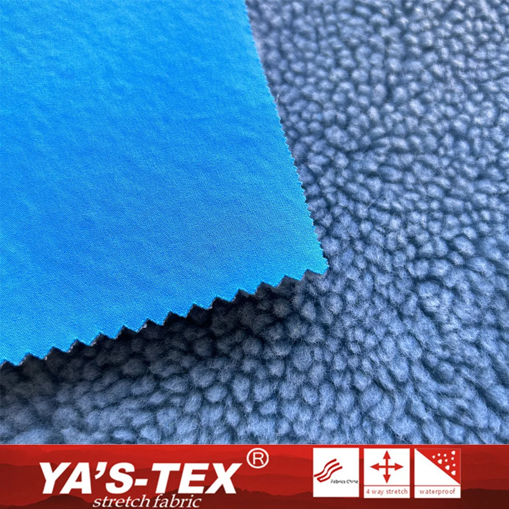 Waterproof 2 layers softshell fabric Polyester 4 way stretch fabric bonded Polyester Berber Fleece Camo Fleece sherpa fabric
