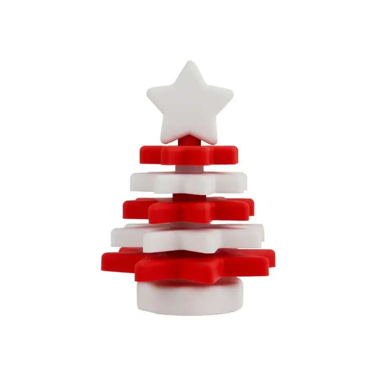 New Arrival Christmas Tree Soft Star Shape Stackable Building Blocks Babe Baby Silicone Stacking Rings Toy