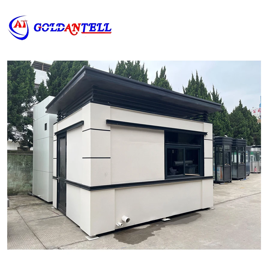 Portable Security Booth Guard House With European Toilet Bathroom Wash Basin Exhaust Fan Working Desk LED Light  Power Sockets