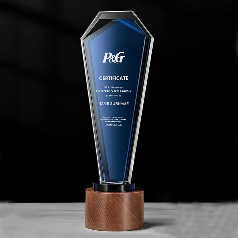 Custom Office Decor Crystal Trophy Awards High Grade Liuli Crystal Glass Trophy Souvenirs Gifts For Celebration Home Decoration