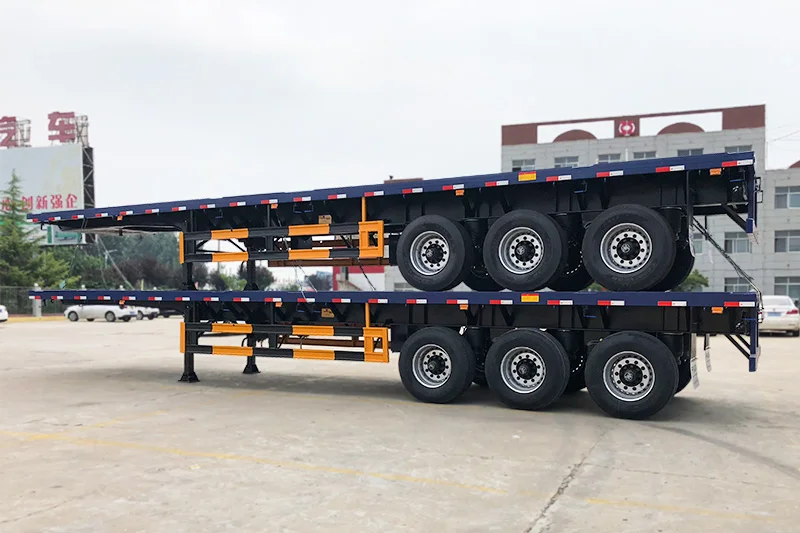 Steel Panda Lowbody Low Bed Semi Truck Trailer 50T Industrial Transport Flatbed Truck Semi Trailer Dot Aprooved 3axles 40ft