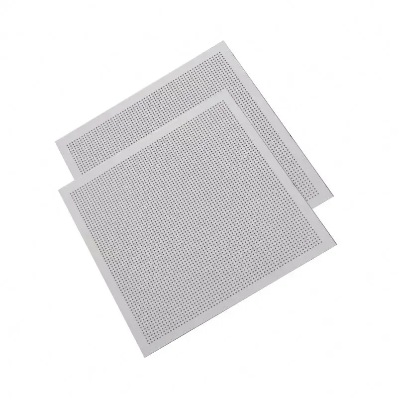 Suspension ceiling factory direct finished white painting perforated gypsum 600x600 suspended tiles square hole pvc