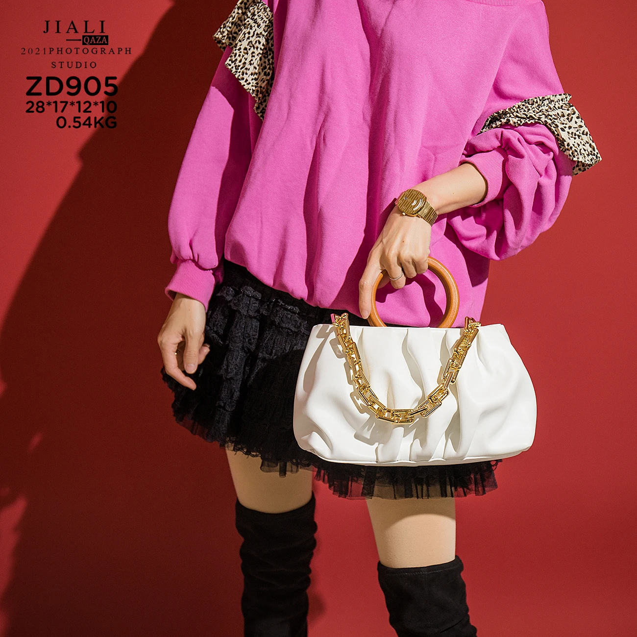 ZD905 Wholesale Pu Leather Wooden Handle Guangzhou Designer Handbag Luxury Trendy Bags Women Handbags Ladies