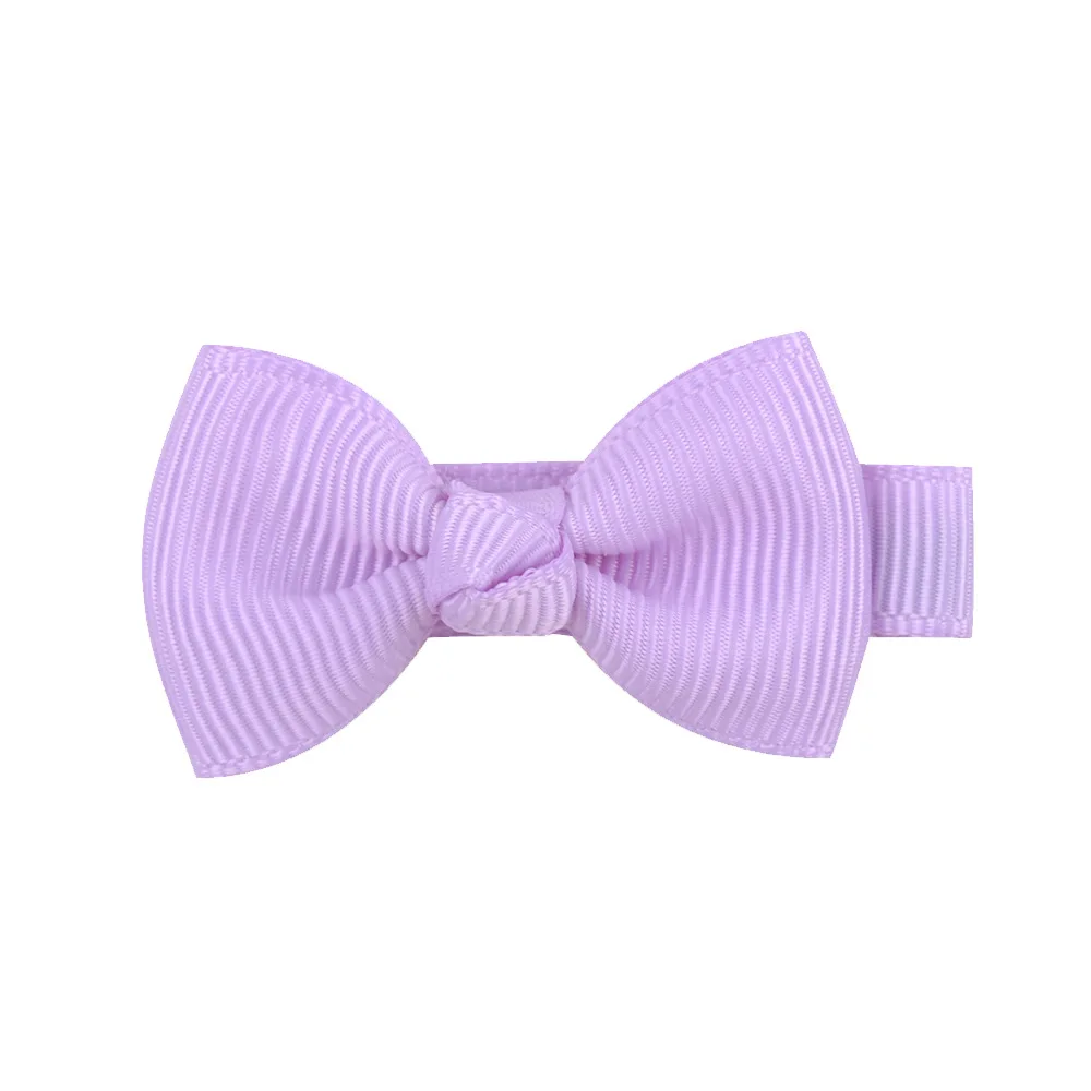 Hot Sell Baby Girls Hair Ornament Solid Color Ribbon Bow Hair Clips Handmade Fabric Covered Non Slip Metal Duckbill Hairgrips