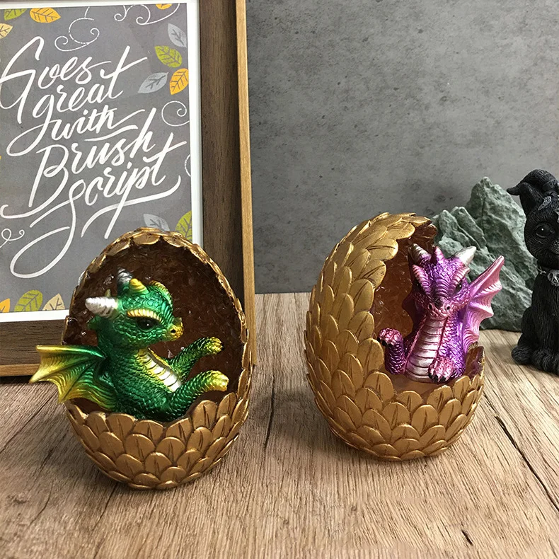 Creative Home Dragon Egg Decoration Crystal Decoration Resin Crafts Can Glow Dragon Egg Office Desktop Decoration