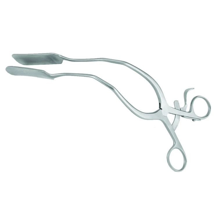 Lateral Vaginal Retractor 8.25 inch Blue PVC Coated With Ratchet Gold Handles / Lateral Vaginal Retractor