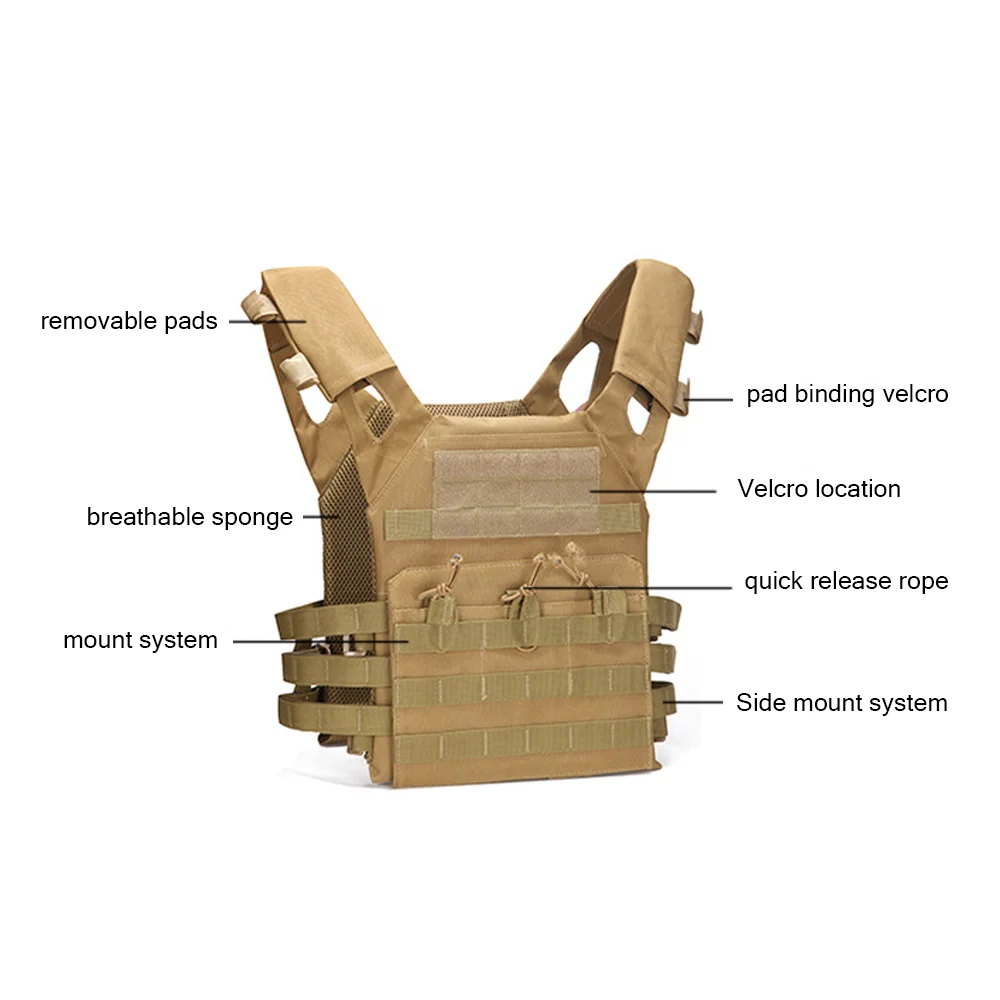 Wholesale Oxford Fabric Multifunction Combat Tactico Plate Carrier Waterproof Safety Tactical Vest With Molle System