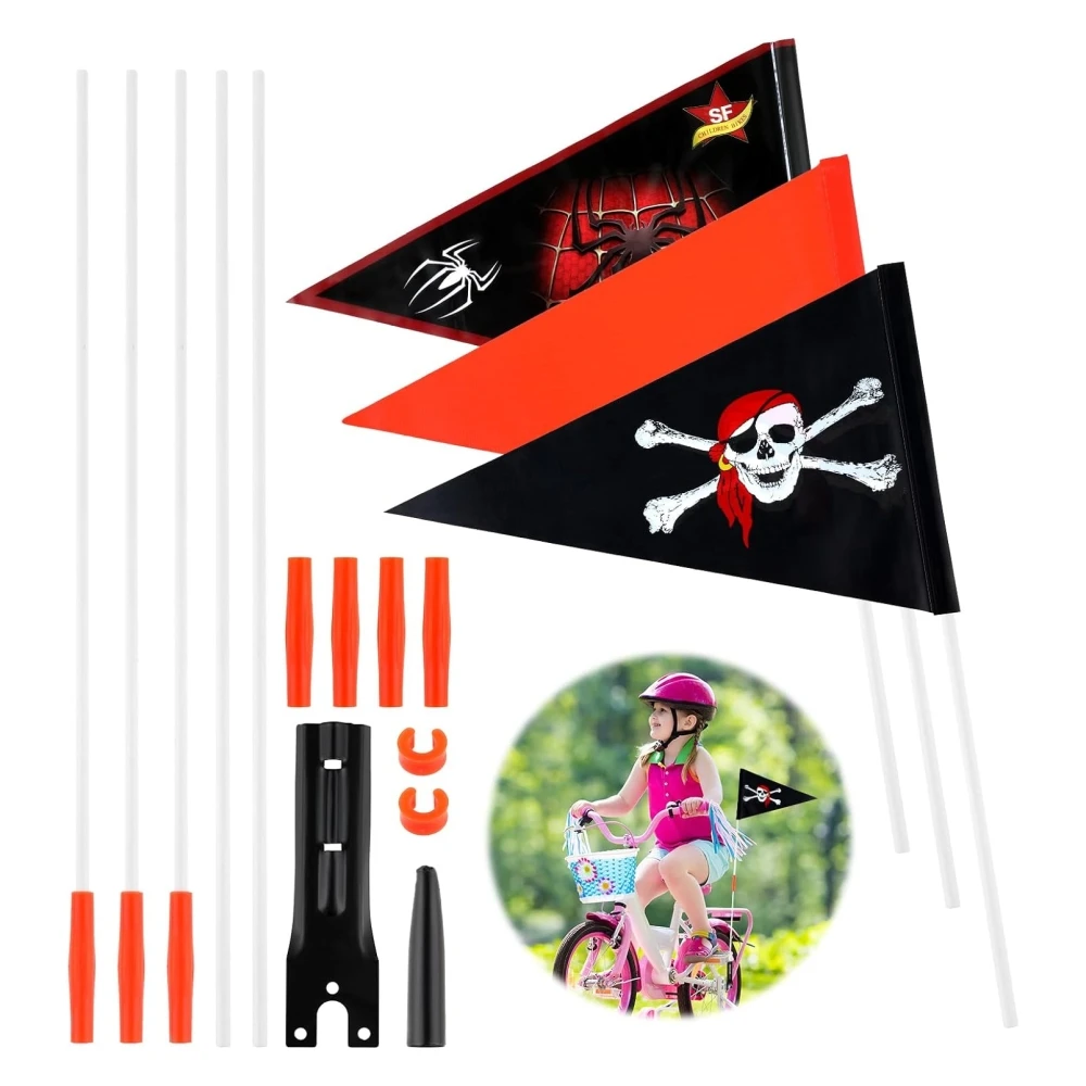 Custom Children Water-Resistant Bicycle Safety Flag Sign Fiberglass Poles Reusable MTB Road Riding Trailer Outdoor Events