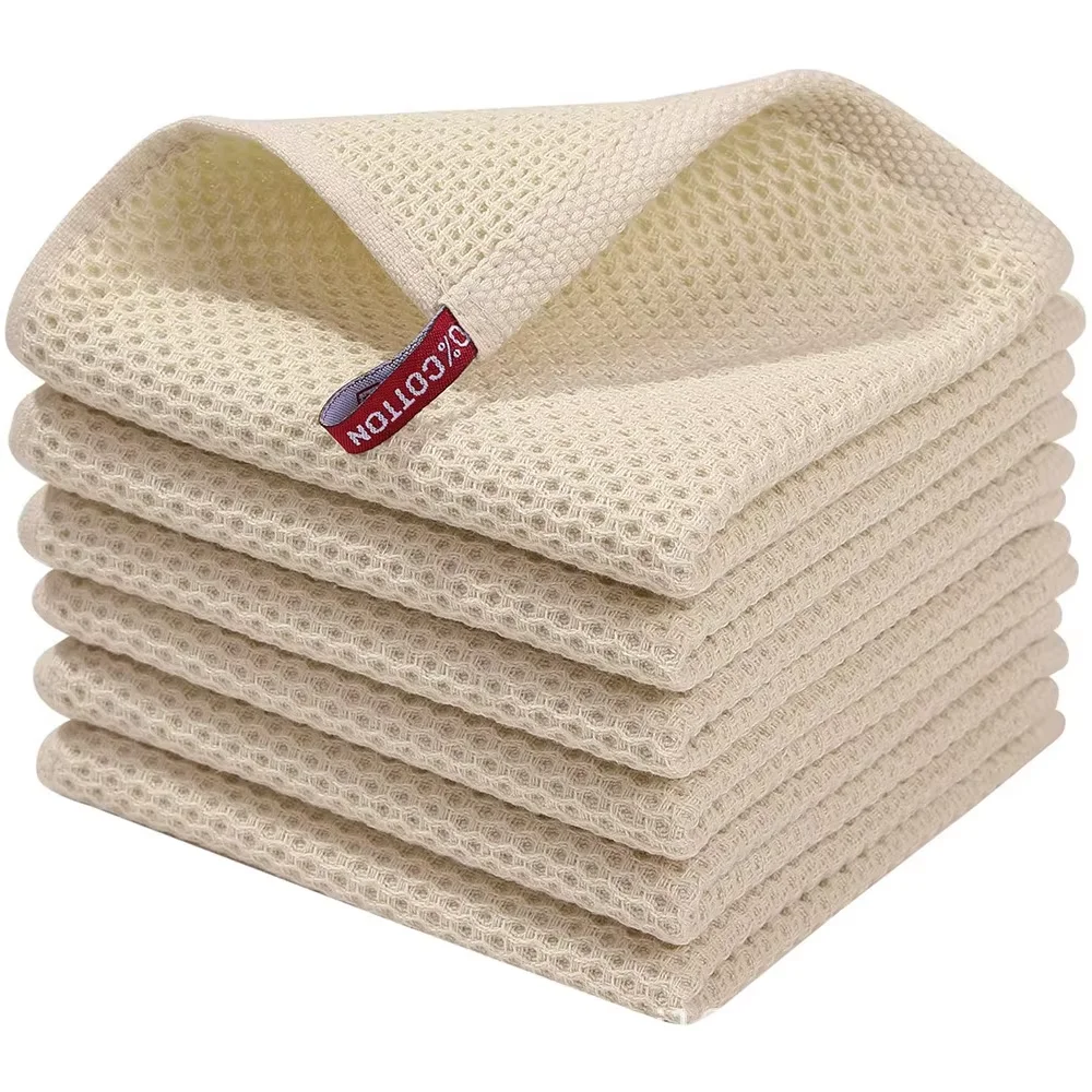 Waffle Weave Custom Kitchen Towel Wholesale Sets 100% Cotton Soft Quick Drying Dish Towels for Kitchen