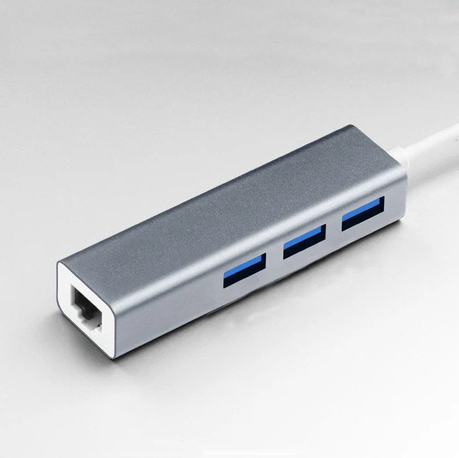 4 In 1 USB Hub USB3.0 With RJ45 100mbps Ethernet 3-port USB TYPE-C To USB 3.0 Adapter