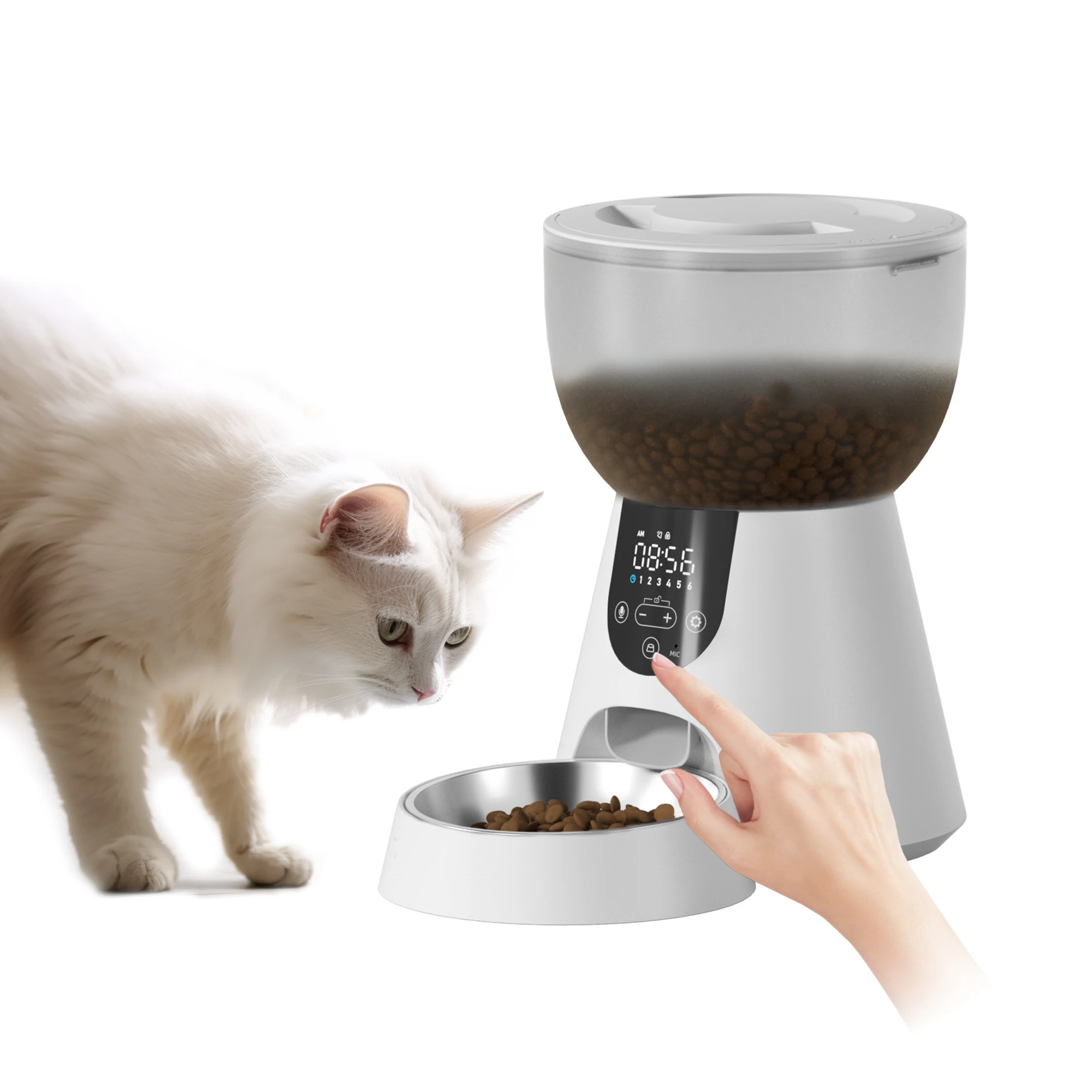 Fanhappy Suppliers Custom 4L Intelligent Tuya APP Dry Food Dispenser Voice Recorde Pet Feeder With 3 Million Pixels HD Camera