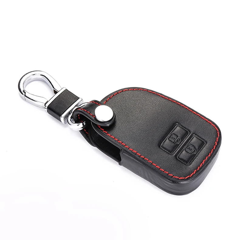 Leather Car Key Cover For Toyota Yaris Vios Previa Prado 2 3 Buttons Keychain Jacket Holder Smart Remote Control Protector Case