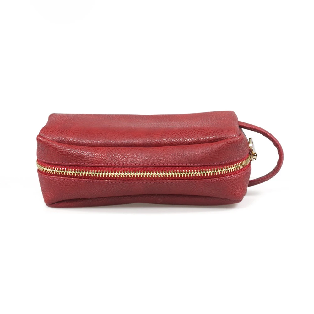 NCB0171 Litchi grain pu leather cosmetic bags with handle unisex makeup bag