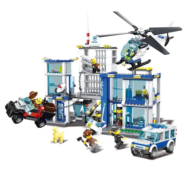 882pcs Police Station City Brick Building Toys Police Set Intellect Legos Blocks Kid Toys