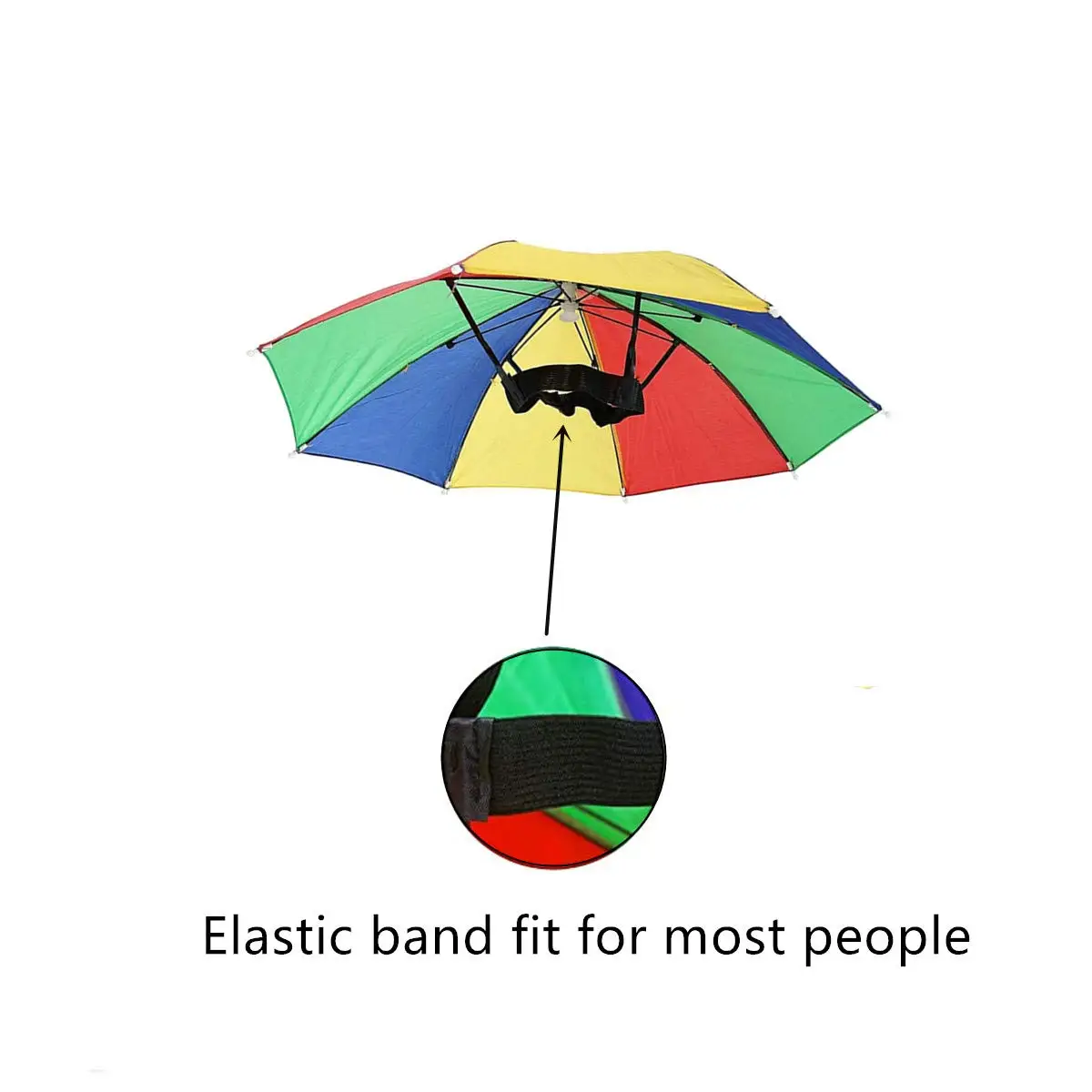 Umbrella Hat With Head Strap Funny Rainbow Waterproof Fishing Umbrella Adjustable Fits For All Ages,