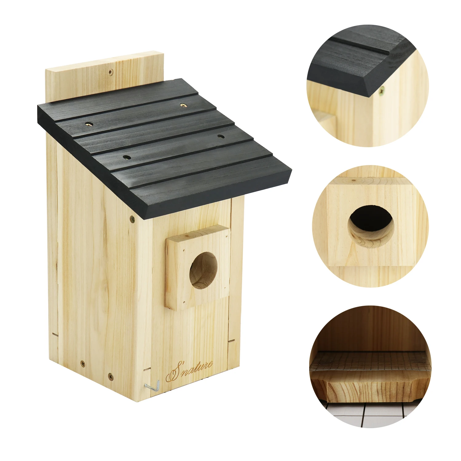 Rustic BSCI wooden bird hanging  unfinished bird house wood outdoor water proof bird house