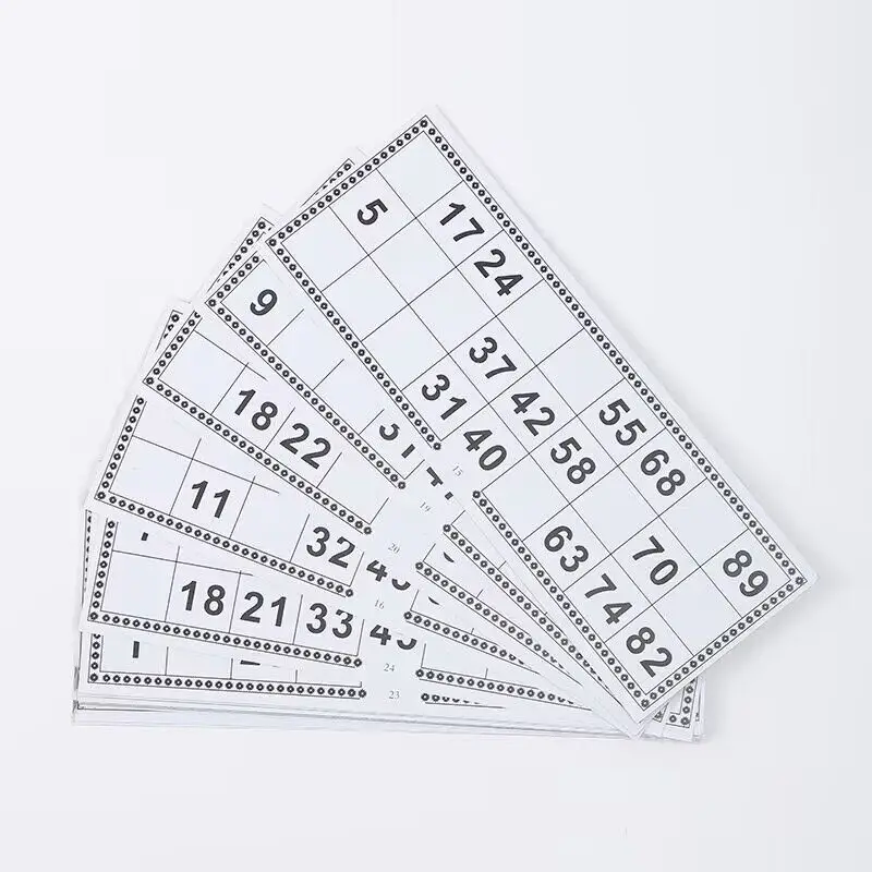 Factory Price Wood Bingo Game Chips, Paper Card Bingo Games Double Sides Wooden Digital  Educational Toy for Kid