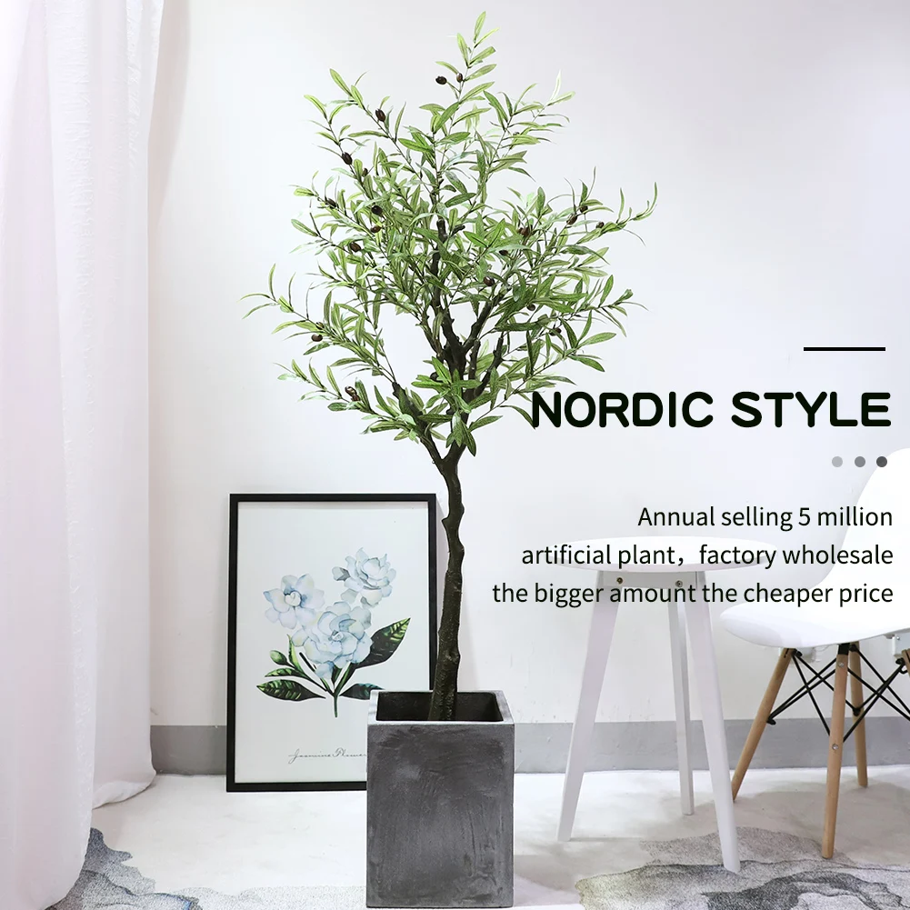 Artificial olive tree lifelike high simulation thickening non-woven leaves plastic bonsai green plants
