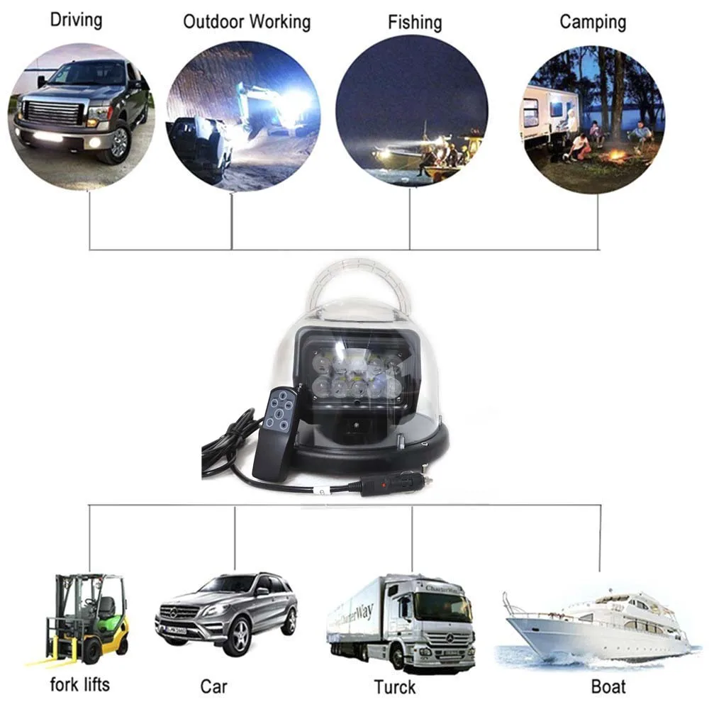 Waterproof 360 Degree Remote Control Marine Searchlight Spot Headlight 50W LED Searching Light For Yacht TRUCK Fishing Boats