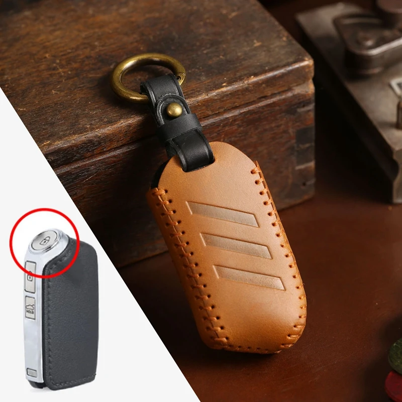 Factory direct sales accesorios para autos 2022 Leather Smart four buttons Car Key Cover For Kia