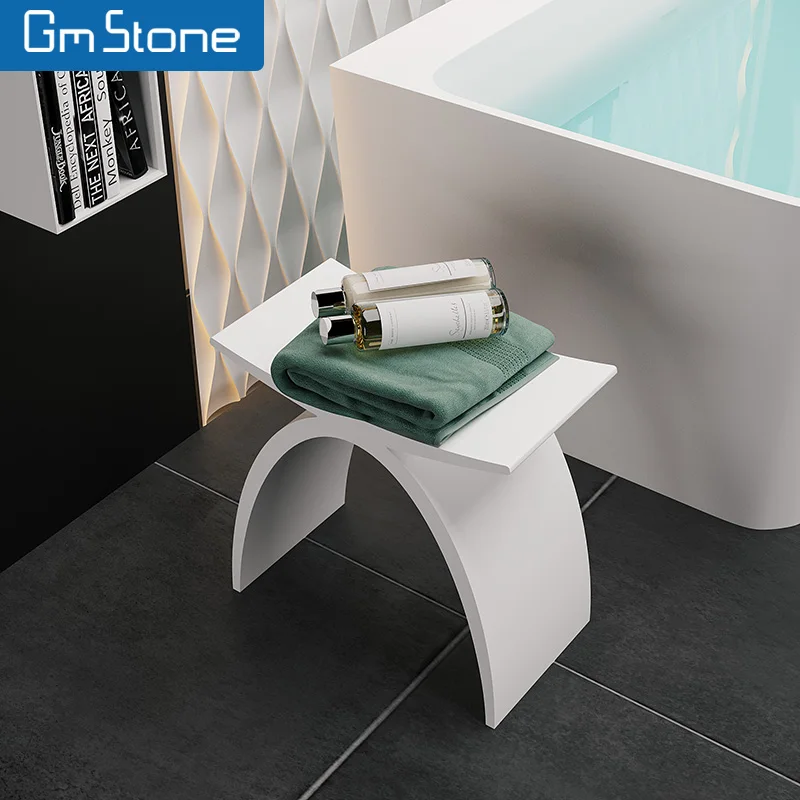 Modern artificial stone acrylic solid surface bathroom stool/vanity stool