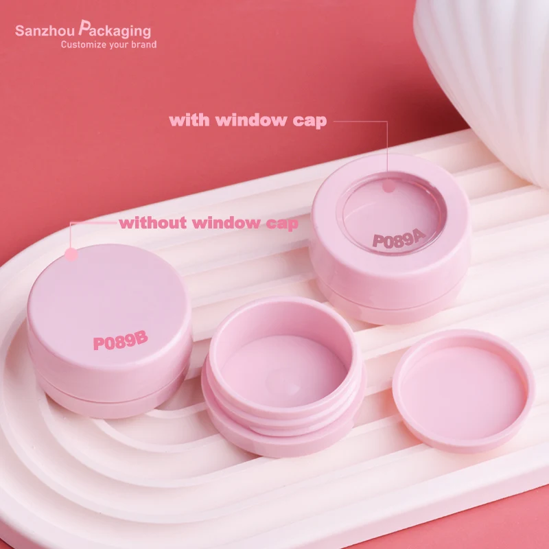 4g Loose powder container with window round shape single eyeshadow case empty makeup sample pot mini jar with sifter