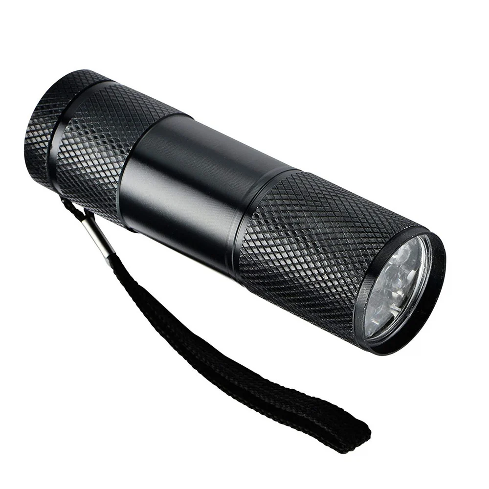 9 алюминиевый фонарик светодиодный мини AAA 395nm