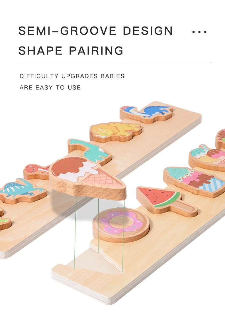 New Arrival Fun Kids Dessert Fruit Traffic Cognition Matching Board Montessori Preschool Educational Puzzle Board