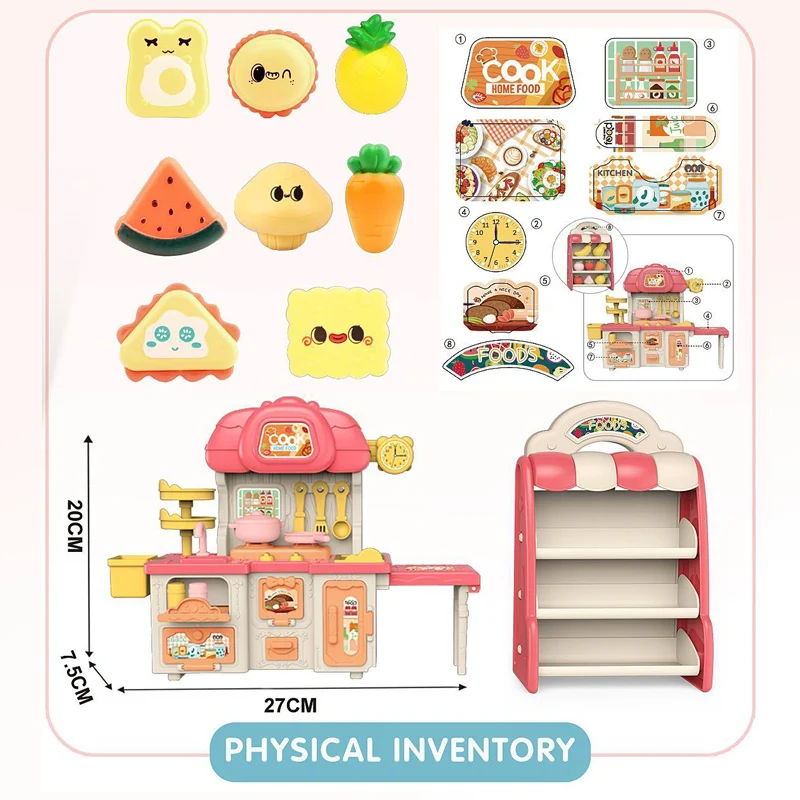 Wholesale Children Pretend Play Snack Shelf Toy Family Kids Miniature Kitchen Cabinet Sets Cooking Table Kitchen Toys