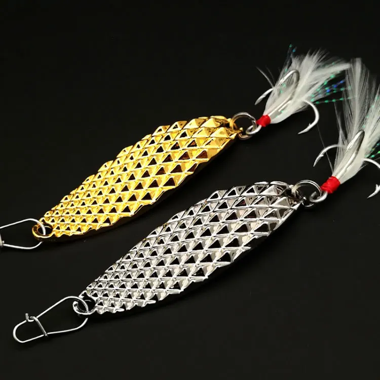 Weihai 7/10/15/20/30g metal texture Fake bait curve spoon leech lures fishing lure