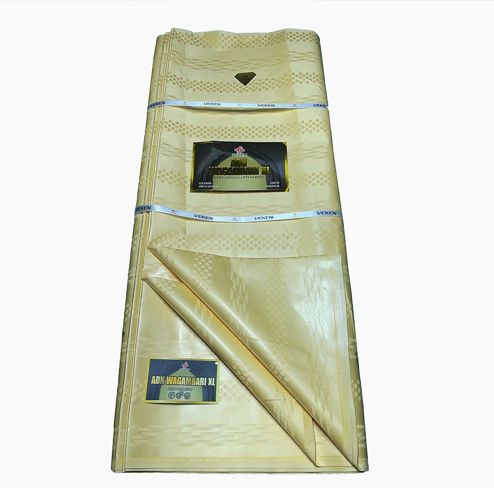 Warehouse New Arrival 2023 Original Bazin Riche Super Magnum Gold xxxl African Jacquard Shadda Fabric