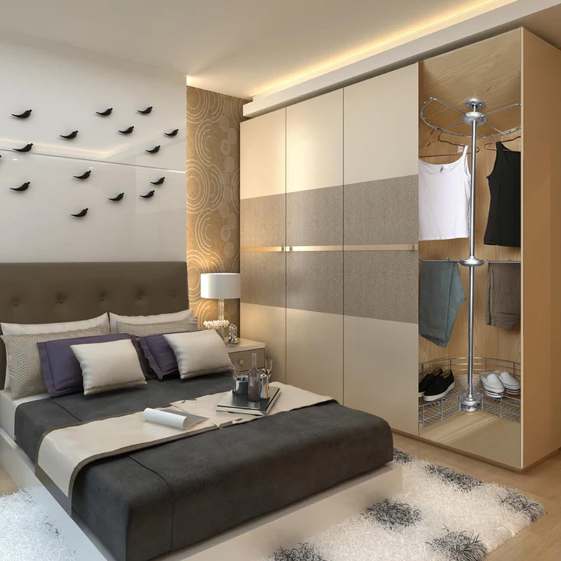 Wardrobe corner storage rotary hanger pants rack cloakroom cabinet corner hanger wheel basket clothing basket