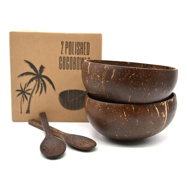 Fashion Attractive Design Competitive Price Coconut Bowl Set For Summer Smoothie