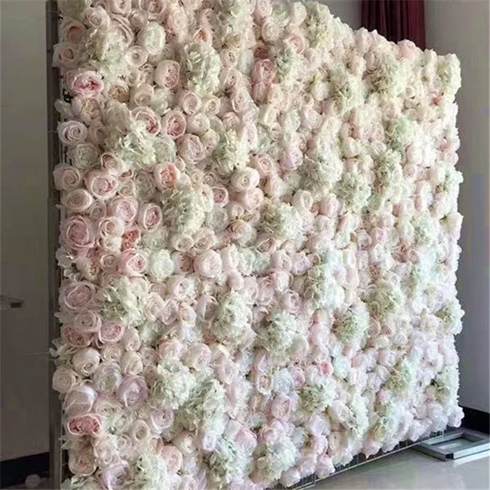 F 1598 Wholesale Discount Wedding Decoration 40*60 Cm Floral Backdrop White Flowers Wall Artificial Peony Flower Wall