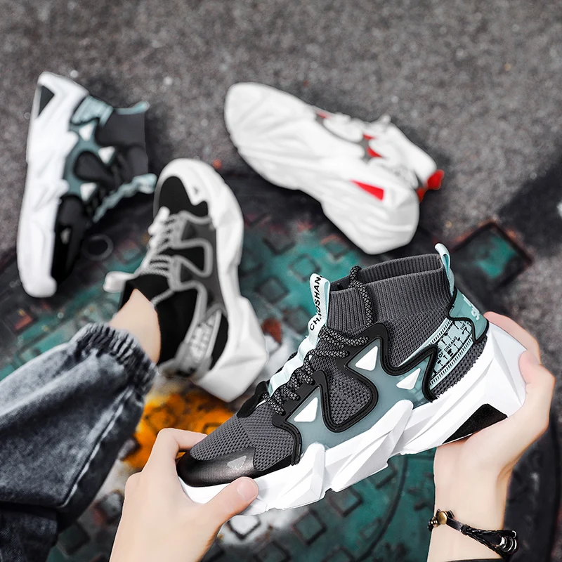 New arrivia fashion comfortable mesh high bottom sneakers sports shoes