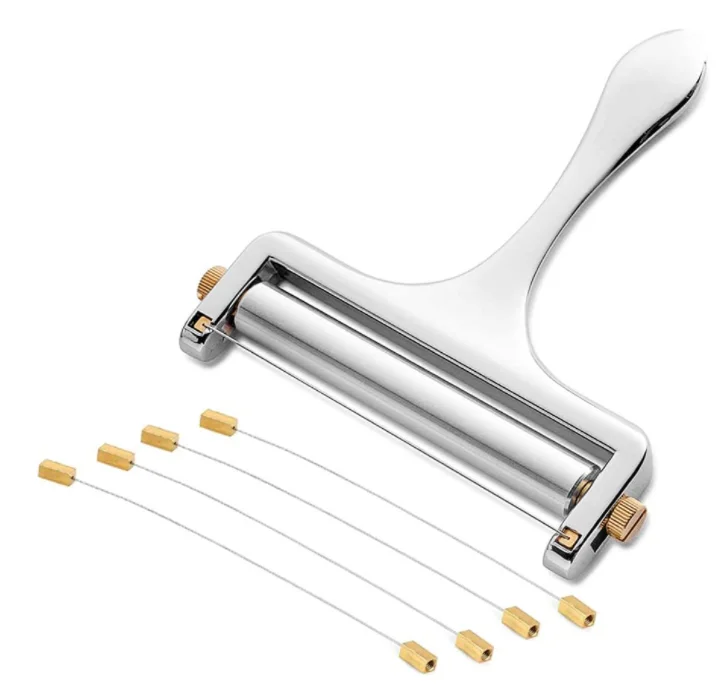Cheese Slicer Stainless Steel Cheese Slicers With Wire for Soft & Semi-Hard Cheeses - 4 Replacement