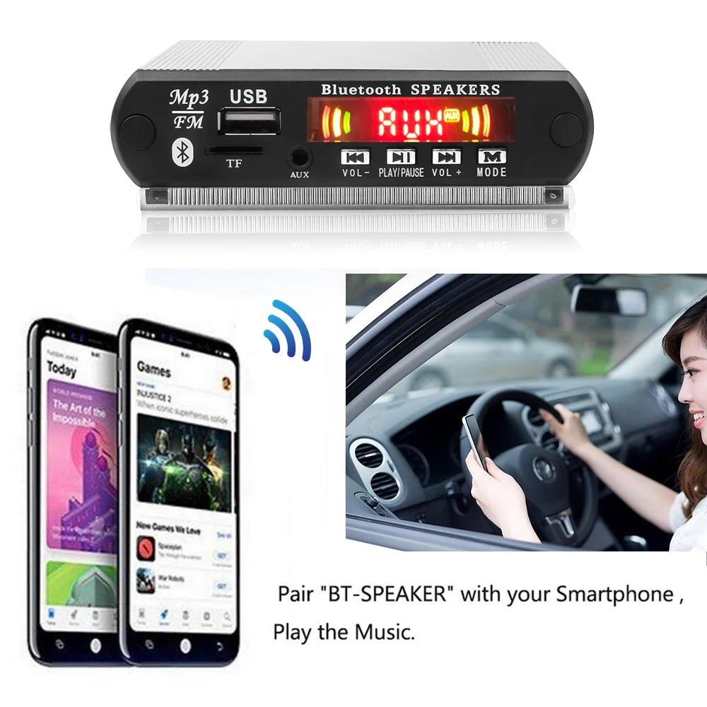 Blue tooth MP3 WMA Decoder Board DC 5V Audio Module USB TF Radio Wireless FM Receiver MP3 Player For Car