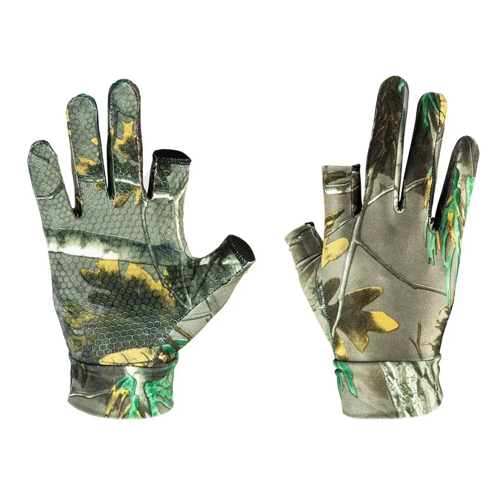 2020 new style fishing gloves men women sun UV protection fingerless camo camou 2 cut fingers cycling gloves breathable