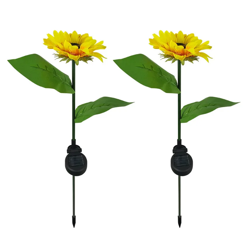 Outdoor Waterproof Landscape Decorative 3 Head flower Lamps Single head Solar LED Garden Sunflower Stake Lights