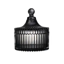 Wholesale high quality candle container with lids black beauty wedding decorative candy bowl glass candy jar set with lid