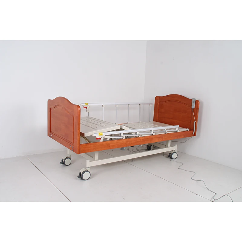 Factory Price Medical Furniture with 3 Motors for Sale, 3 Function Hospital Electric Medical Bed with Wood Head-Foot Board
