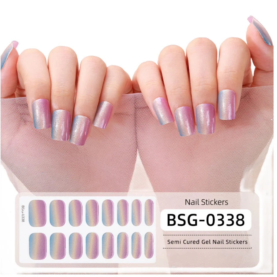 Wholesale Nail Polish Sticker  high Gloss Uv varnishing Gel gel nail strips personalize design Semi Cured  nail wraps gel