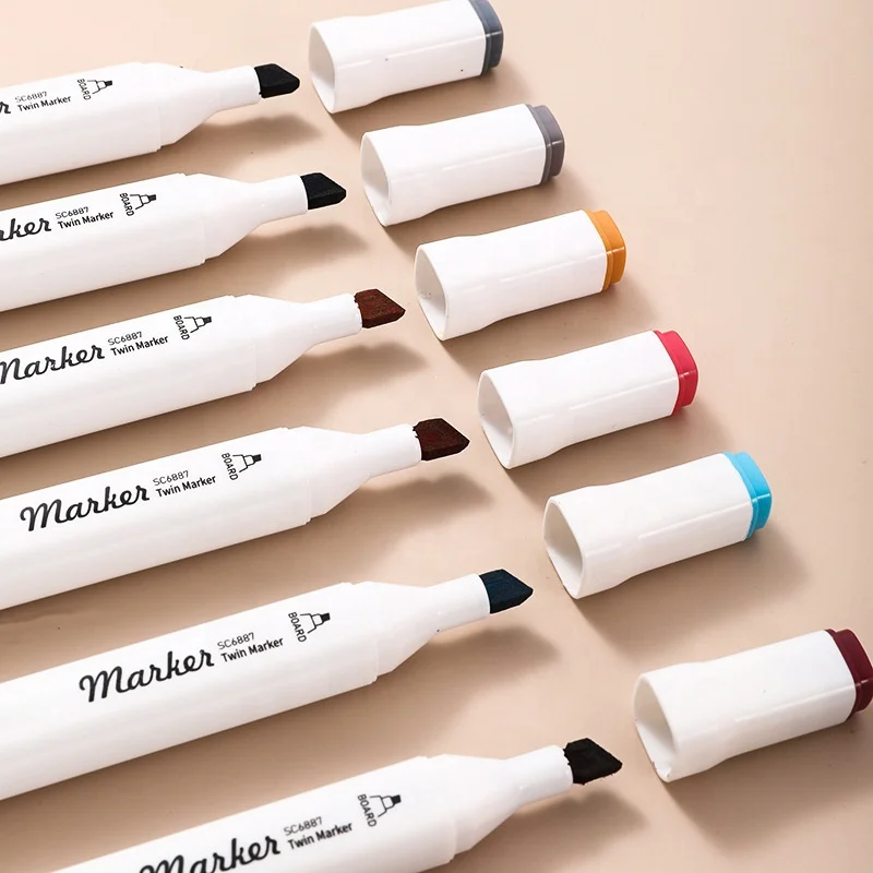 24Colors Wholesale Non-Toxic Alcohol Marker Dual Nib Color Marker Pen