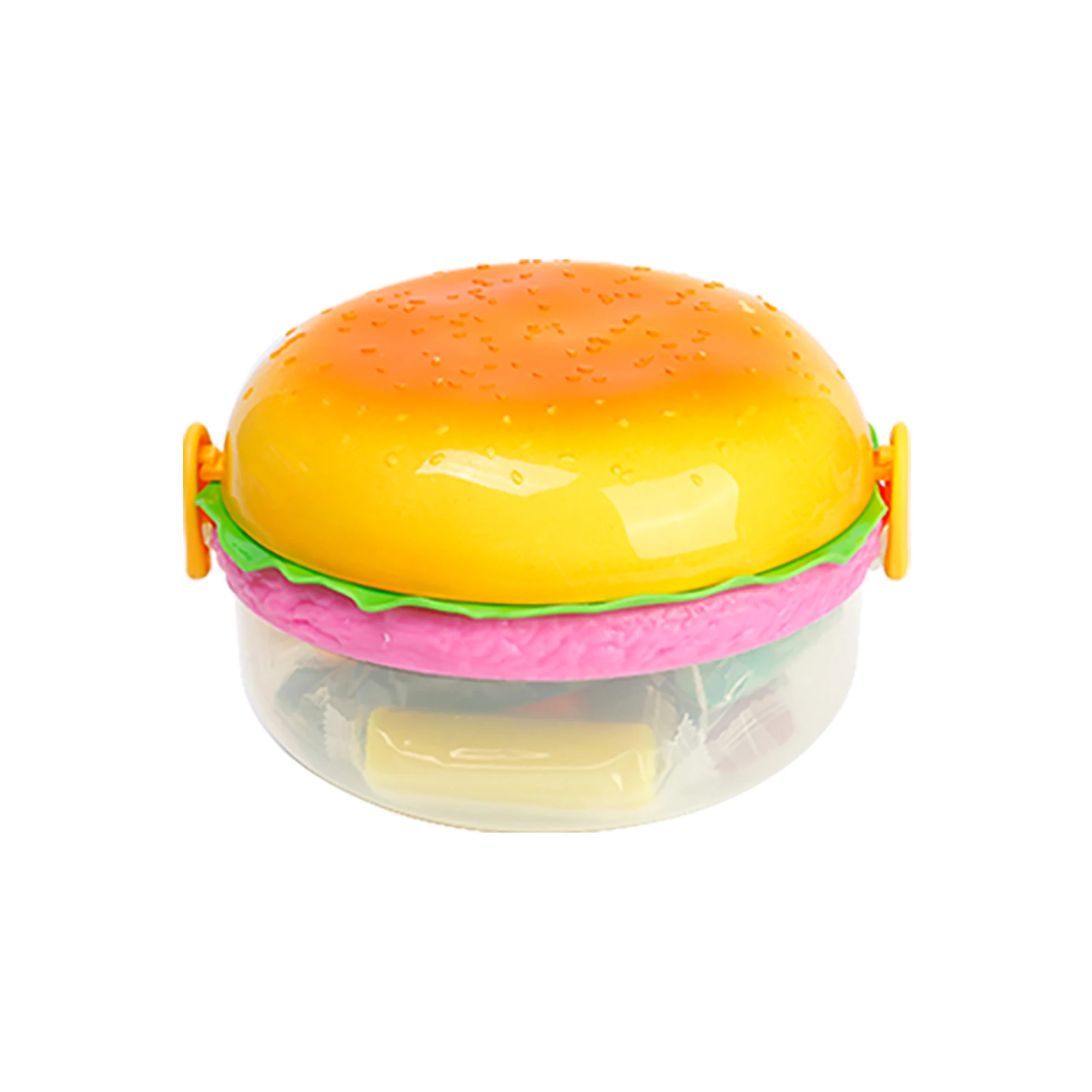 Hamburger Shape Playdough Set with Molds DIY Creative Clay Craft Kit for Kids Fun Modeling Dough Toy with Plastic Burger