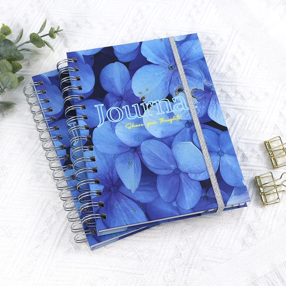 Custom create luxury wire spiral A5 A4 business planner diary gold elastic closure journals notebook custom printing