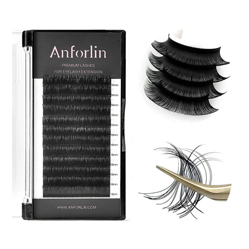 Wholesale private labels individual eyelash volume extension custom matte black eyelash extension kits supplies